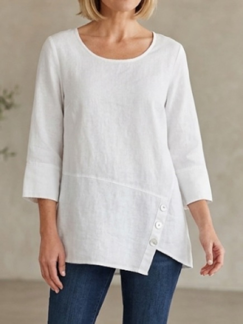 Soft Surroundings Lagenlook Beige 3/4 Sleeve Top Size XL